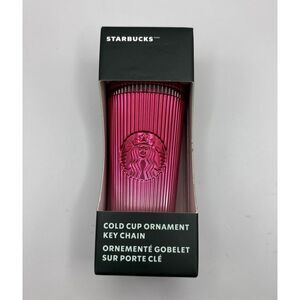 Starbucks - 2024 Cold Cup Ornament Keychain - Pink Ombre [Pleated]